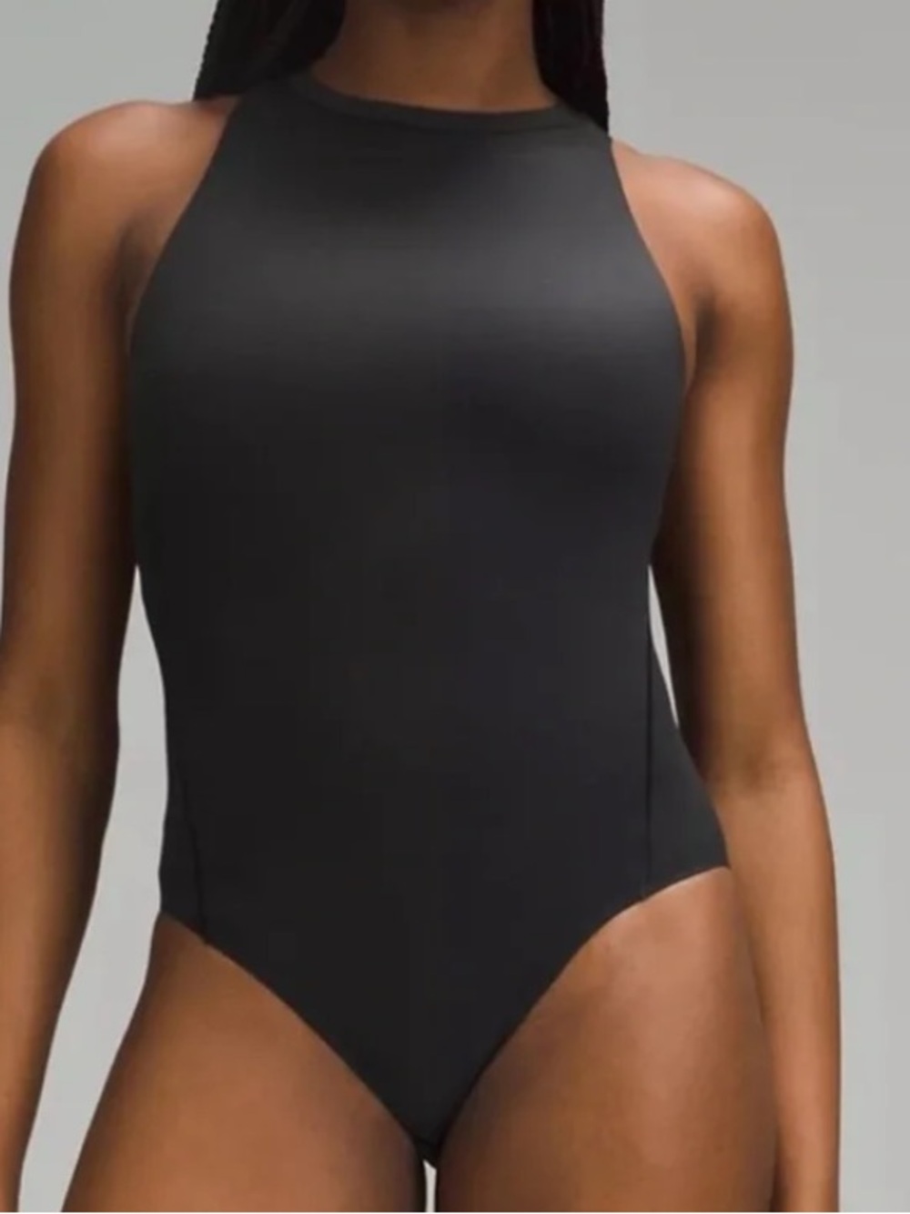 Athleta Vitaform High Neck Sleek Black‎ Sleeveless Thong Bodysuit